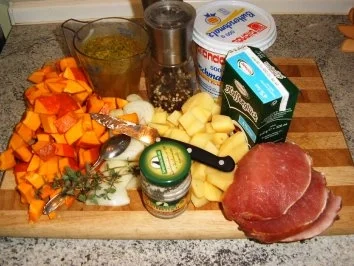 Rezept: Kürbis-Kartoffel-Gemüse mit Kassler Bild Nr. 2 Kürbis-Kartoffel-Gemüse mit Kassler - Rezept - Bild Nr. 2