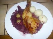 Hähnchen an Traubenkraut mit Halbseidene Klöße - Rezept