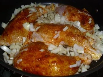 Hähnchen an Traubenkraut mit Halbseidene Klöße - Rezept - Bild Nr. 5