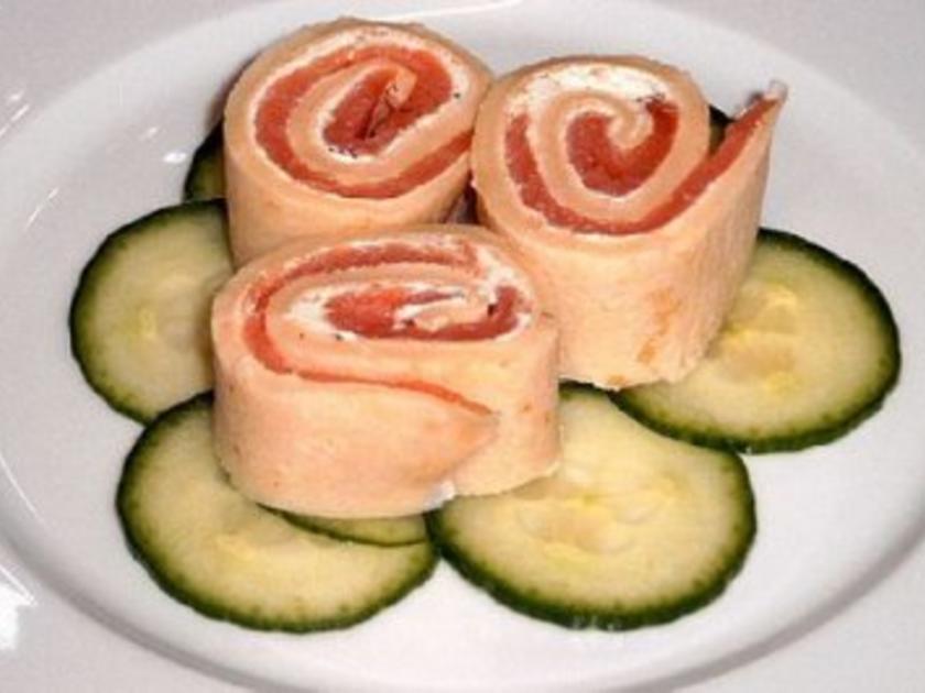 VORSPEISE - Pfannkuchen-Lachs-Frischkäse-Röllchen - Rezept - kochbar.de