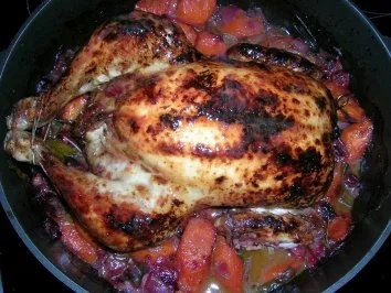 Rezept: Schmorhuhn mit Cranberry, Aprikosen, Mandeln an Gemüse Bild Nr. 7 Schmorhuhn mit Cranberry, Aprikosen, Mandeln an Gemüse - Rezept - Bild Nr. 7