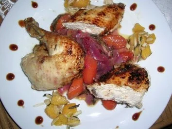 Rezept: Schmorhuhn mit Cranberry, Aprikosen, Mandeln an Gemüse Bild Nr. 8 Schmorhuhn mit Cranberry, Aprikosen, Mandeln an Gemüse - Rezept - Bild Nr. 8