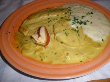 Rezept: Fleischgerichte - Putenschnitzerl in Apfel - Senf - Soße Fleischgerichte - Putenschnitzerl in Apfel - Senf - Soße - Rezept