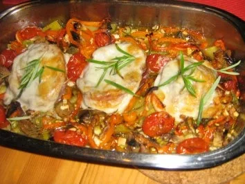 Rezept: Kalbssteak im Speckmantel auf Kartoffelgemüse überbacken. Bild Nr. 8 Kalbssteak im Speckmantel auf Kartoffelgemüse überbacken. - Rezept - Bild Nr. 8