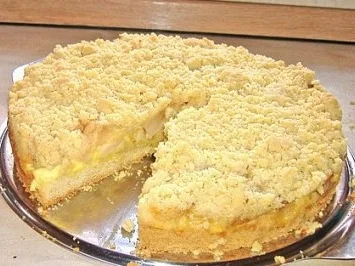 Apfelstreuselkuchen mit Pudding - Rezept