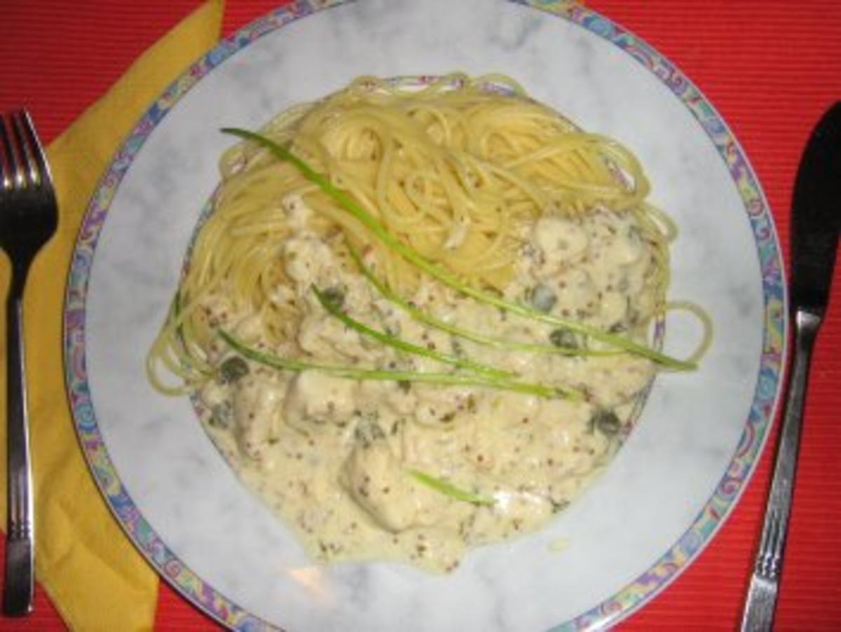 Pangasius in Kräutersauce mit Spaghetti - Rezept