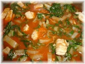 Hauptgericht deftig - Tomatensosse mit Mangold und Schweinefleisch - Rezept