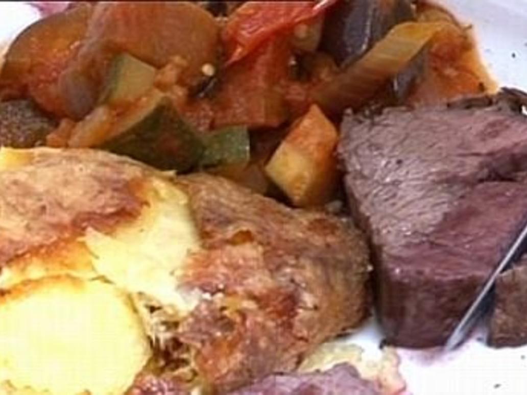 Rinderfilet mit Kartoffelgratin und Ratatouille-Gemüse - Rezept ...