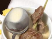 Kokos-Chili-Suppe mit Zitronengras-Kalbsfilet-Spieß - Rezept