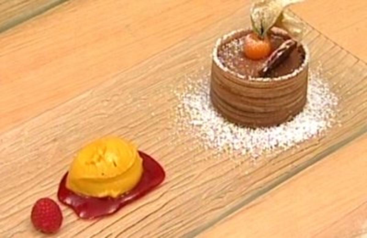 Bilder für Mousse au chocolat mit Mangosorbet - Rezept