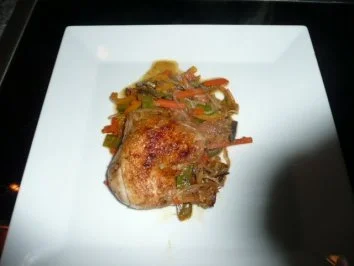 Hauptgericht/Geflügel:Stubenkücken auf Wokgemüse - Rezept