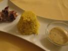 Saté von der Entenbrust an Mango-Pfeffersoße und gelbem Reis - Rezept