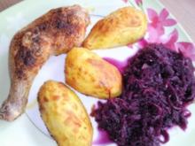 Knoblauch-Paprika Hähnchenschenkel mit Kartoffel aus dem Ofen - Rezept