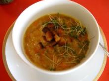 Rote Linsensuppe mit Croutons - Rezept