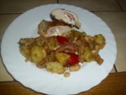 Kartoffel-Bohnen-Salat mit Schinken und lecker gefüllte Hühnerbrust - Rezept