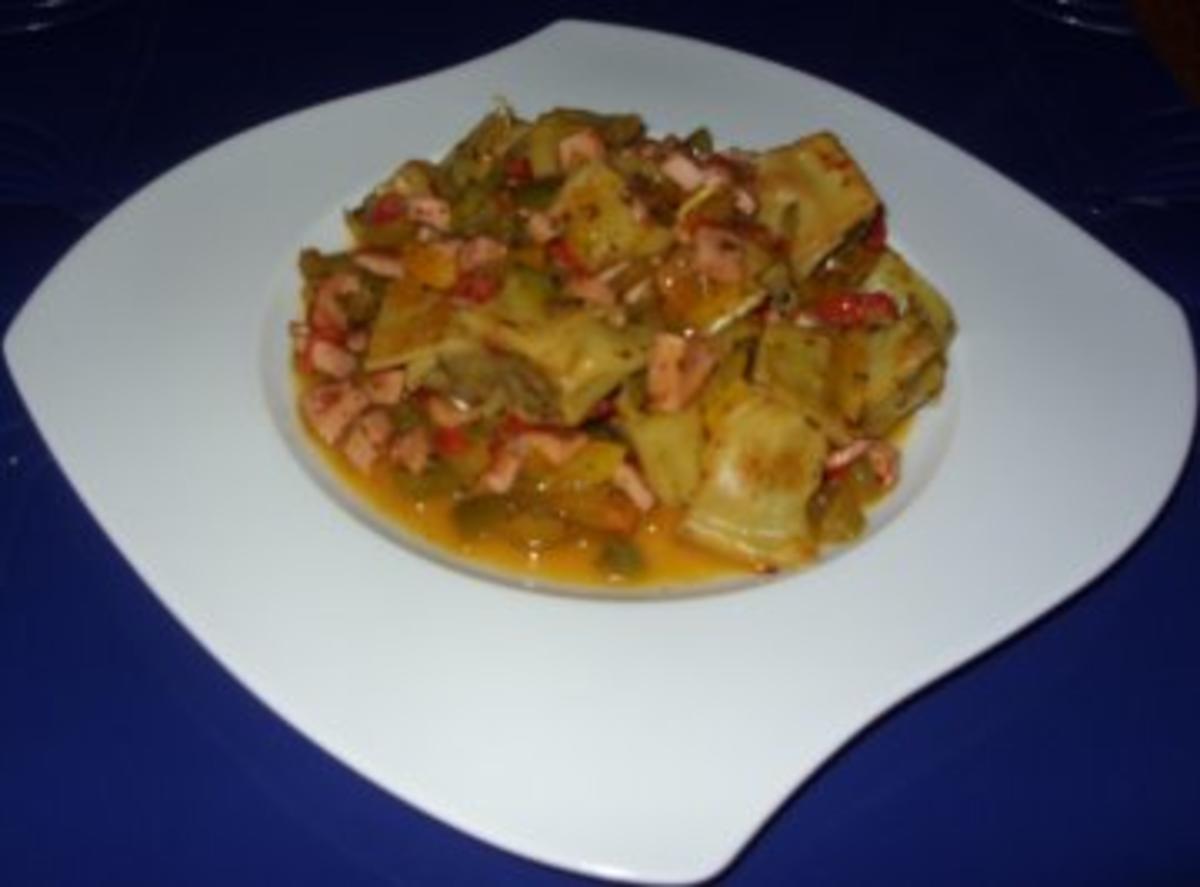 Süß/Scharfe Maultaschen-Pfanne - Rezept - kochbar.de