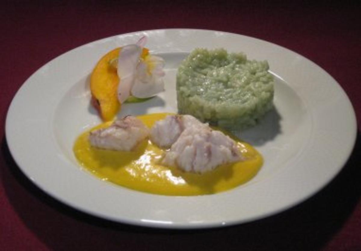 Gegrillter Seeteufel mit Limonenrisotto und Mango-Hollandaise - Rezept
