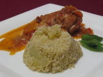 Rezept: Scharfes Hühnchen a la Evinc mit Weizengrütze anatolischer Art Scharfes Hühnchen a la Evinc mit Weizengrütze anatolischer Art - Rezept