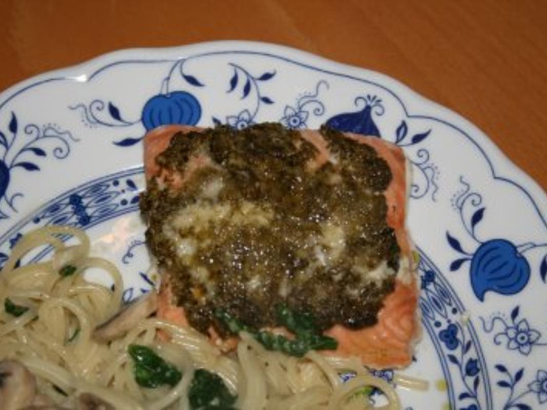 Lachs Aus Dem Backofen Mit Spinat-Spaghetti - Rezept - Kochbar.de