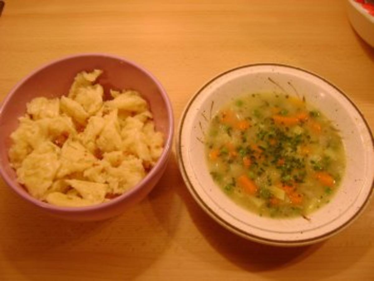Gemüsesuppe mit Wasserspatzen - Rezept