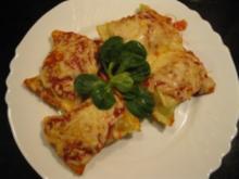 Maultaschen mit Majoran-Oregano-Tomatensoße überbacken - Rezept