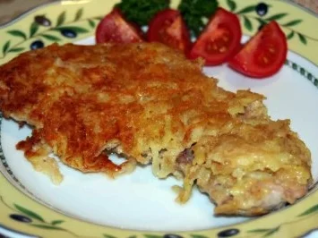 Rezept: Schnitzel mit Kartoffelkruste Schnitzel mit Kartoffelkruste - Rezept