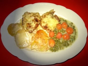 Schweinelendchen auf Kartoffelgratin unter Kartoffelkruste - Rezept