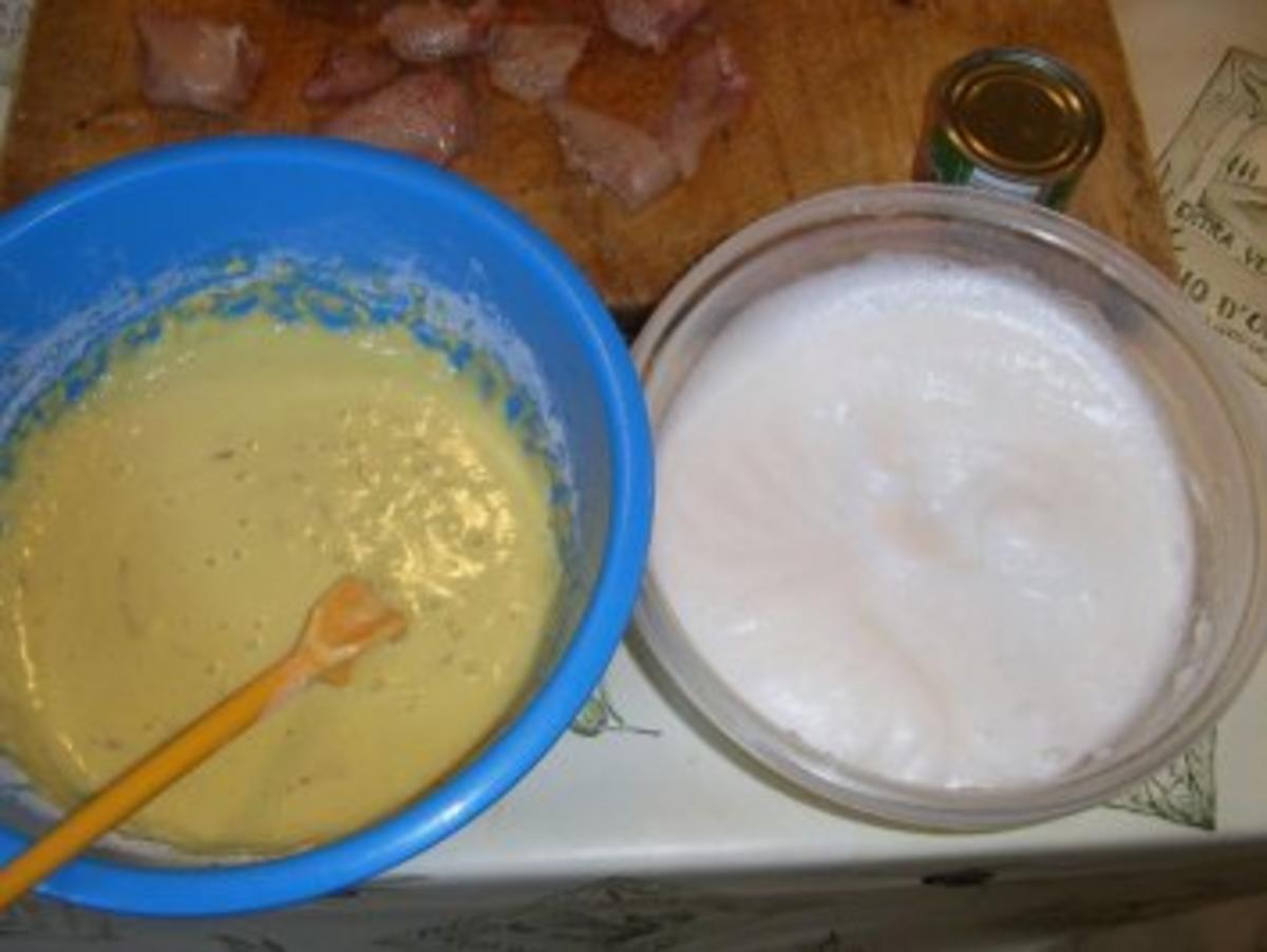 Hühnerbrustfilet in Safran-Bierteig mit Sahnegemüse und Mienudeln - Rezept - Bild Nr. 6