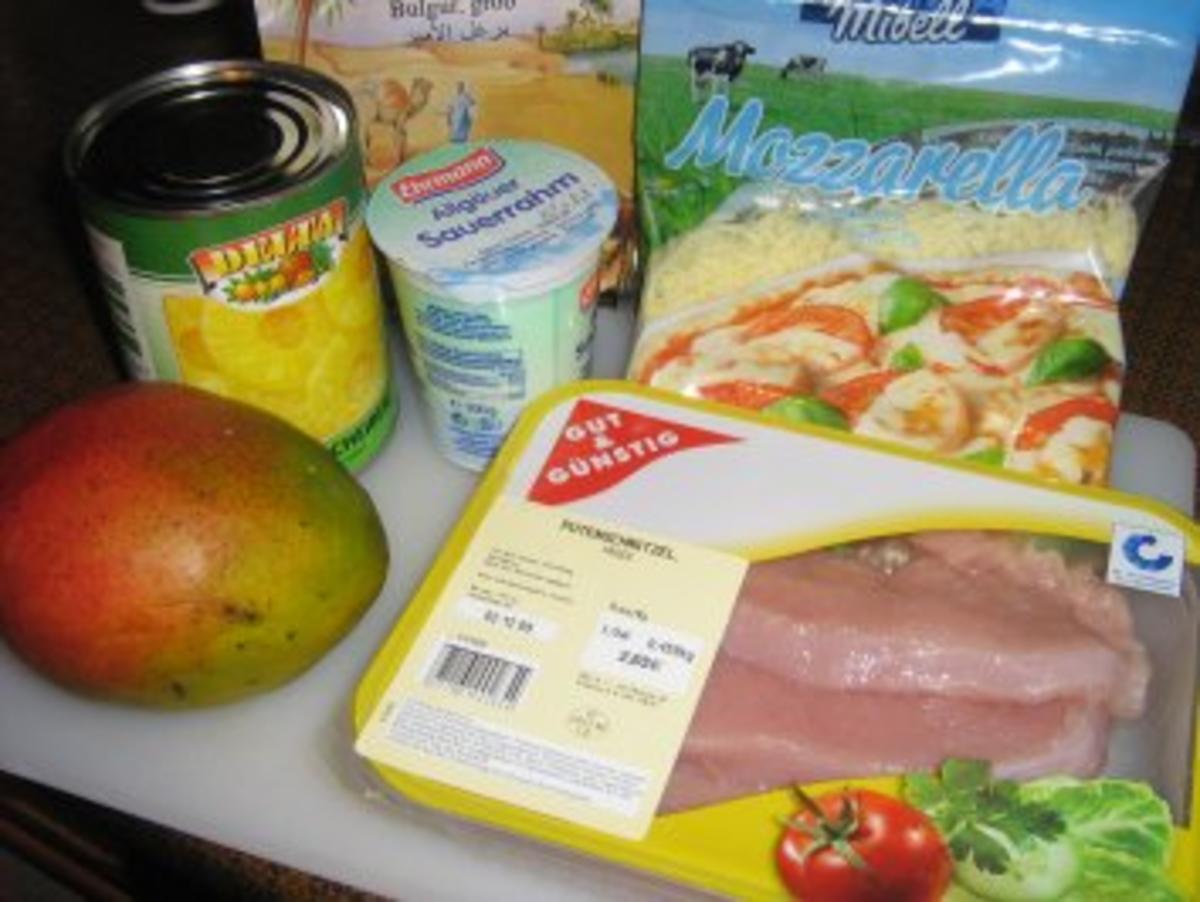 Curryschnitzel mit Ananas und Mango - überbacken an Bulgur - Rezept - Bild Nr. 3