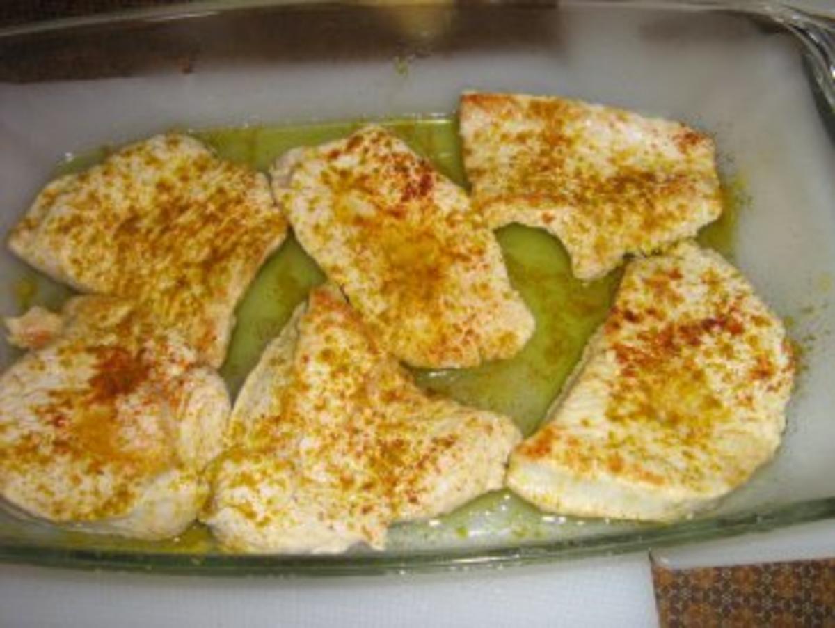 Curryschnitzel mit Ananas und Mango - überbacken an Bulgur - Rezept - Bild Nr. 5