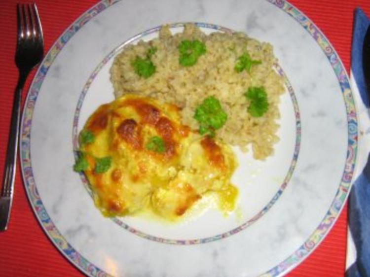 Curryschnitzel mit Ananas und Mango - überbacken an Bulgur - Rezept ...