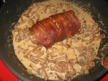 Schweinefilet im Schinkenmantel mit Rahm-Pfifferlingen - Rezept - Bild Nr. 9