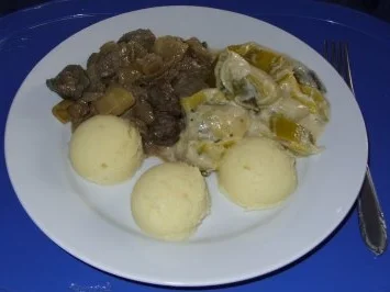 Pfannengericht - Leber-Gulasch mit Porree - Rezept