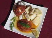 Yam mit gebackenem Talapia in einer afrikanischer Soße - Rezept