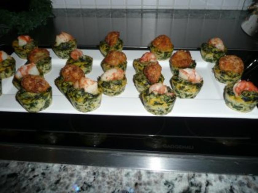 FINGERFOOD/GEMÜSE+FISCH:Spinat Muffins mit Garnelen - Rezept - kochbar.de