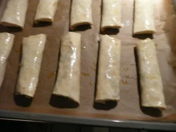 VORSPEISE/FISCH :Lauchrollen mit Nordseekrabben - Rezept