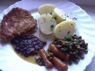 Zwiebelschnitzel mit Mischgemüse - Rezept