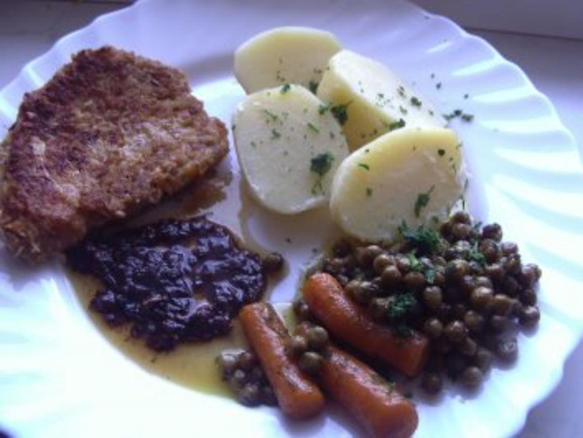 Bilder für Zwiebelschnitzel mit Mischgemüse - Rezept