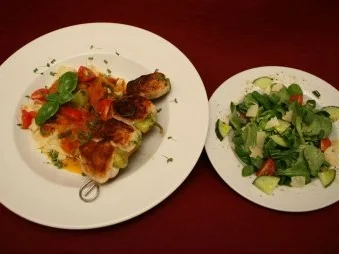 Hähnchenfiletspieß mit scharfen Bandnudeln (Henning Krautmacher) - Rezept