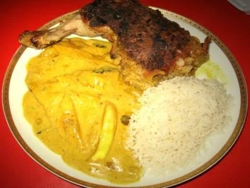 Rezept: Asia Mandel-Hähnchenkeulen mit Mango Asia Mandel-Hähnchenkeulen mit Mango - Rezept