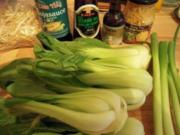 Pak Choi Gemüse mit Putenstreifen, Soja- und Bambussprossen - Rezept