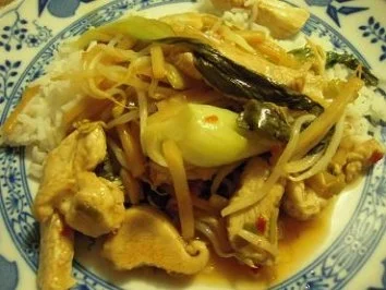 Pak Choi Gemüse mit Putenstreifen, Soja- und Bambussprossen - Rezept - Bild Nr. 11