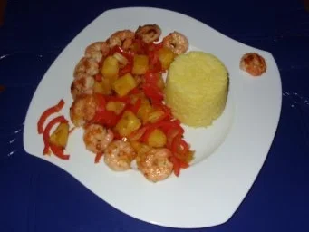 Garnelen auf Ananas-Gemüse und Safranreis - Rezept - Bild Nr. 6