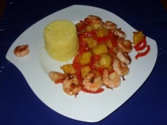 Garnelen auf Ananas-Gemüse und Safranreis - Rezept - Bild Nr. 7