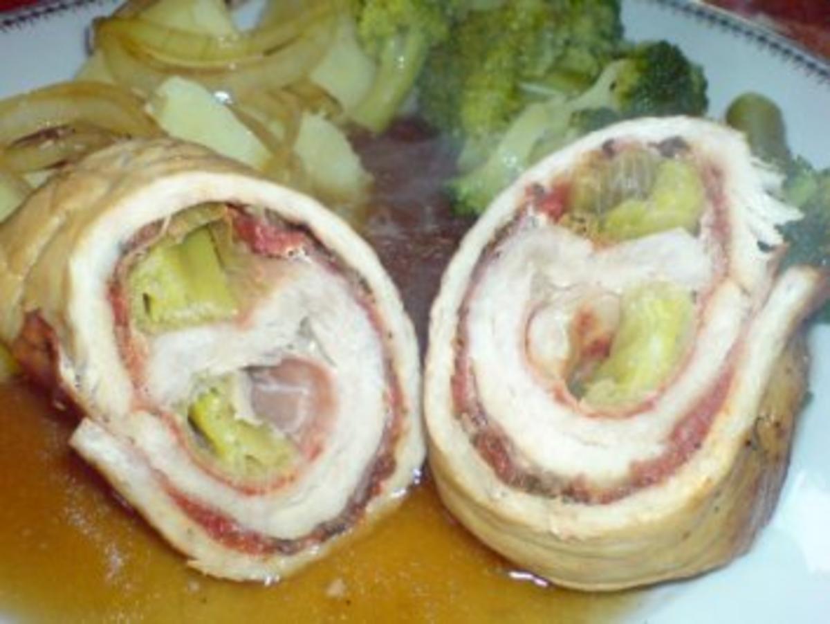 Schweinerouladen mit Lauchzwiebeln und Speck gefüllt - Rezept - Bild Nr. 22