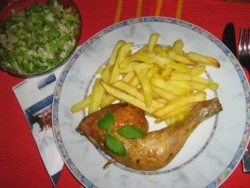 Rezept: Hähnchenschenkel mit Pommes Bild Nr. 6 Hähnchenschenkel mit Pommes - Rezept - Bild Nr. 6