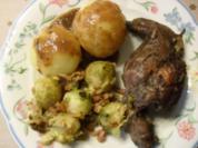 Kaninchenbraten mit Rosenkohl und Klößen - Rezept