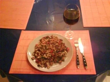 Gemüse: Gemüsepfanne mit Reis und Speck - Rezept