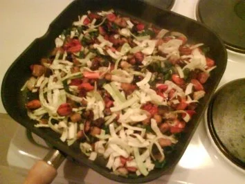 Gemüse: Gemüsepfanne mit Reis und Speck - Rezept - Bild Nr. 3