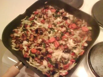 Gemüse: Gemüsepfanne mit Reis und Speck - Rezept - Bild Nr. 5